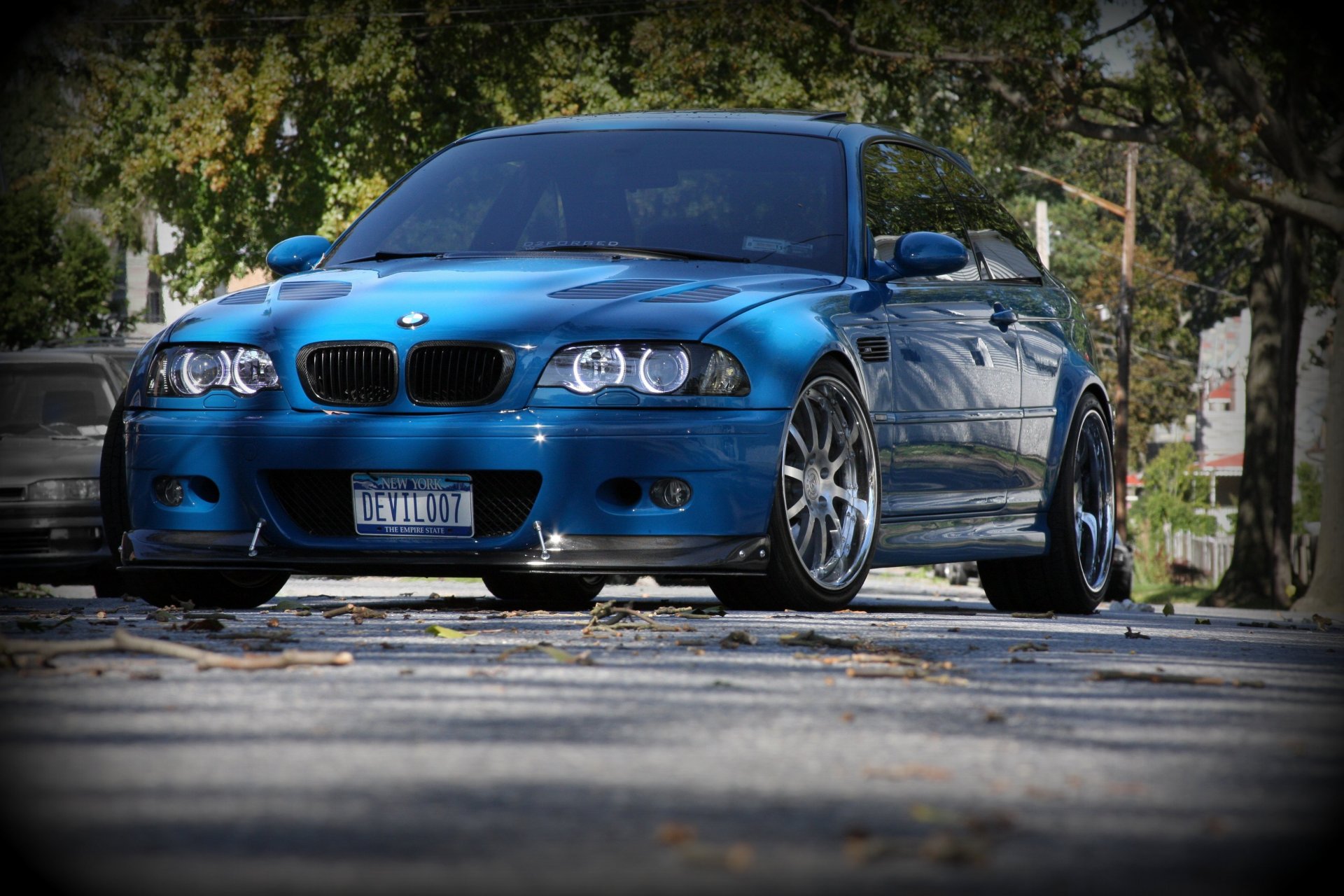 bmw m3 e46 blau bmw coupe blau tageslicht straße