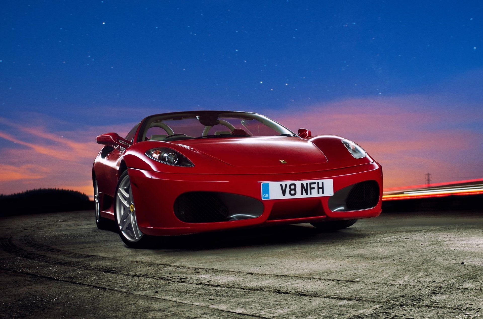 ferrari f430 scuderia spider red supercar sky sunset star