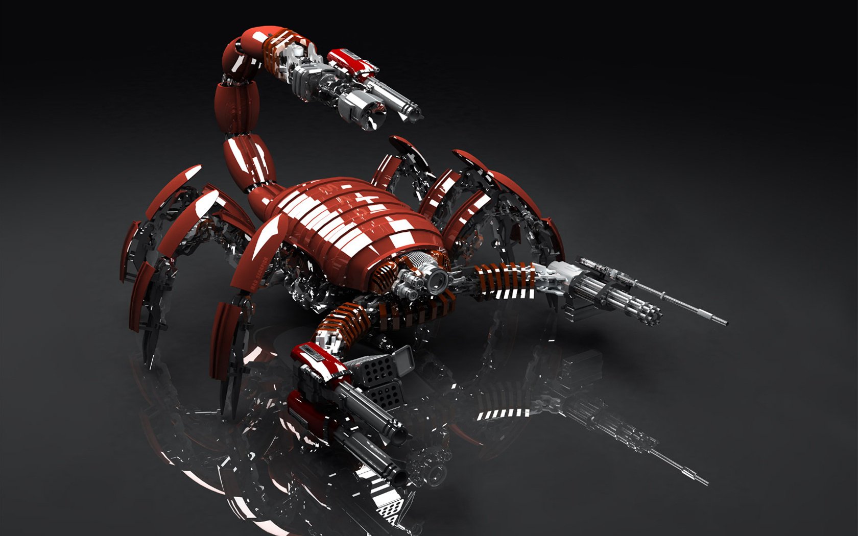 mechanical scorpion weapons graphics scorpio robot cyborg black background the dark background shine hi-tech