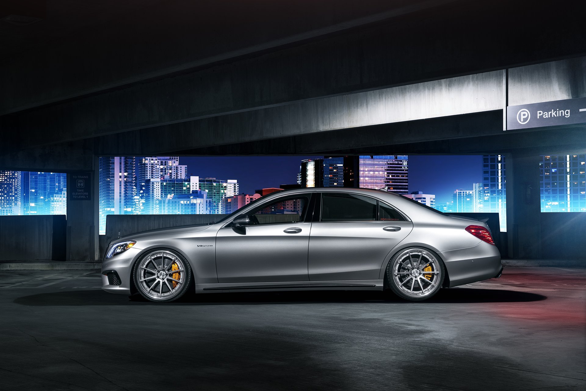 mercedes-benz s63 parking night profile