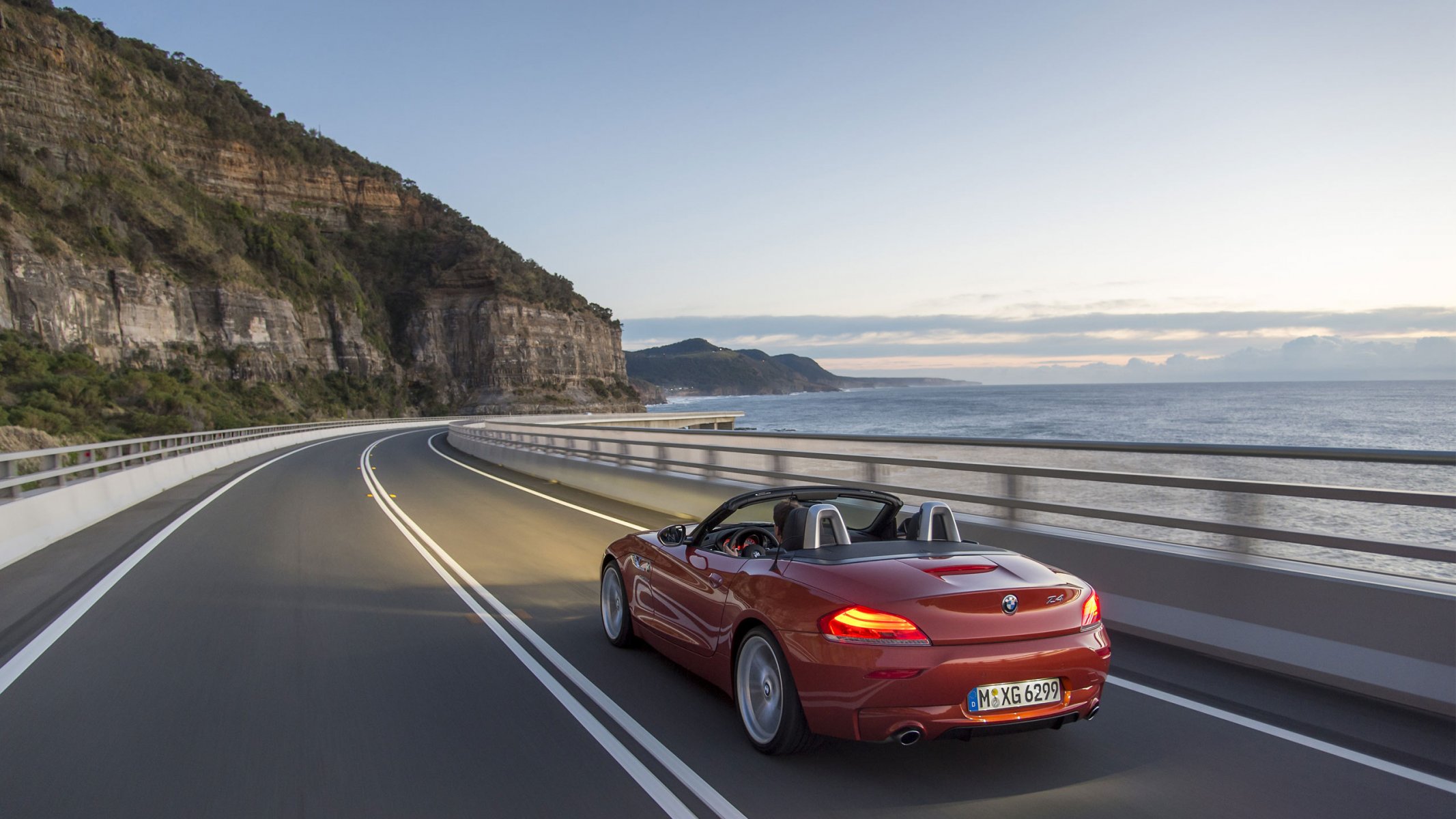 bmw z4 convertible road landscape