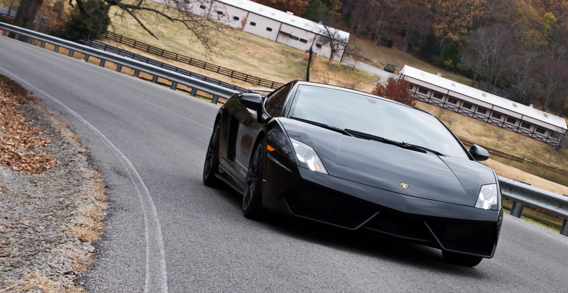 lamborghini gallardo lp570 superleggera negro lamborghini gallardo superleggera carretera bumper árboles