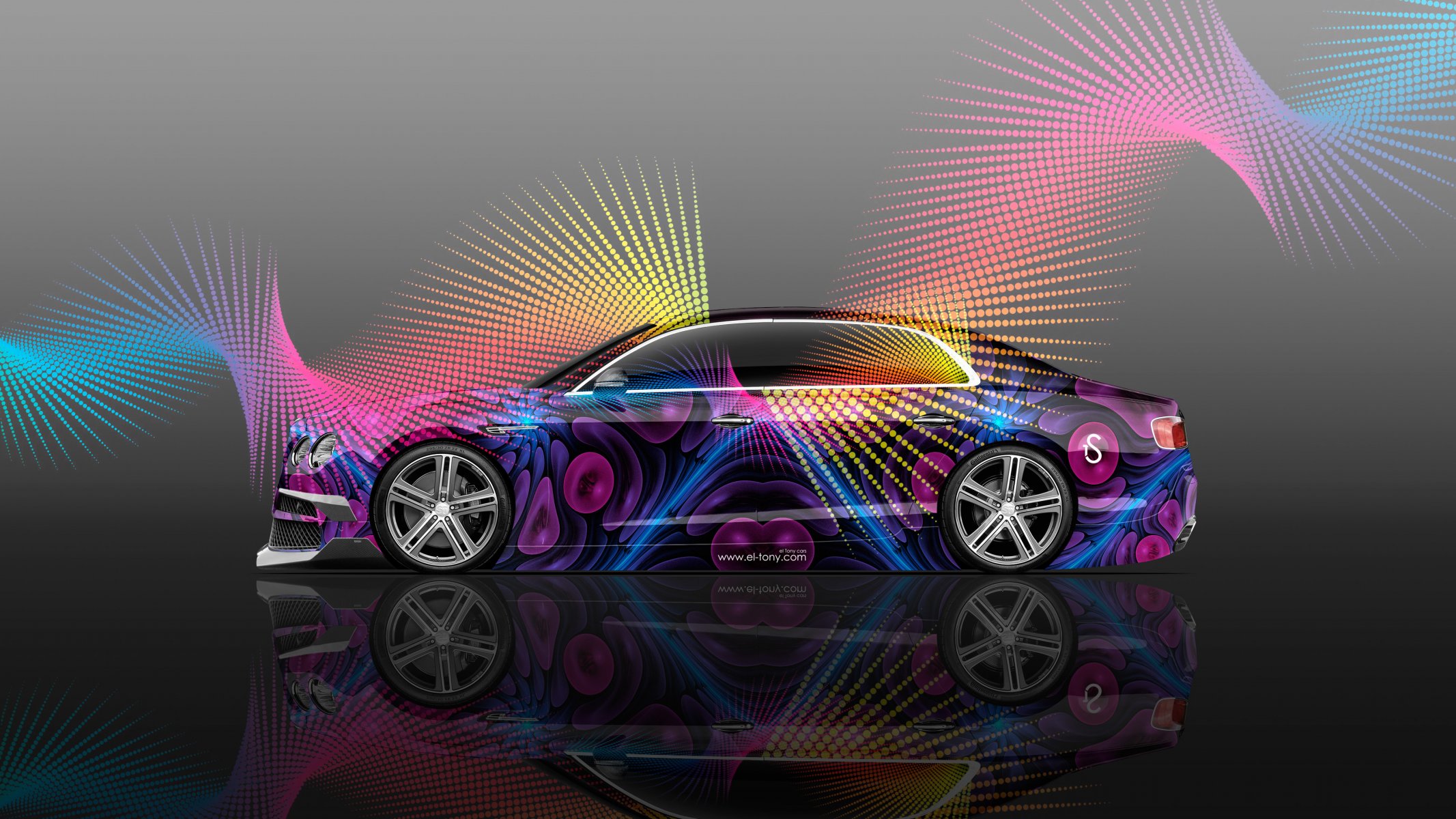 tony cohan bentley startech seite super abstrakt tapete airbrush auto el tony cars design kunst stil photoshop mehrfarben schwarz lila rosa gelb bentley startech seitenansicht abstract falten