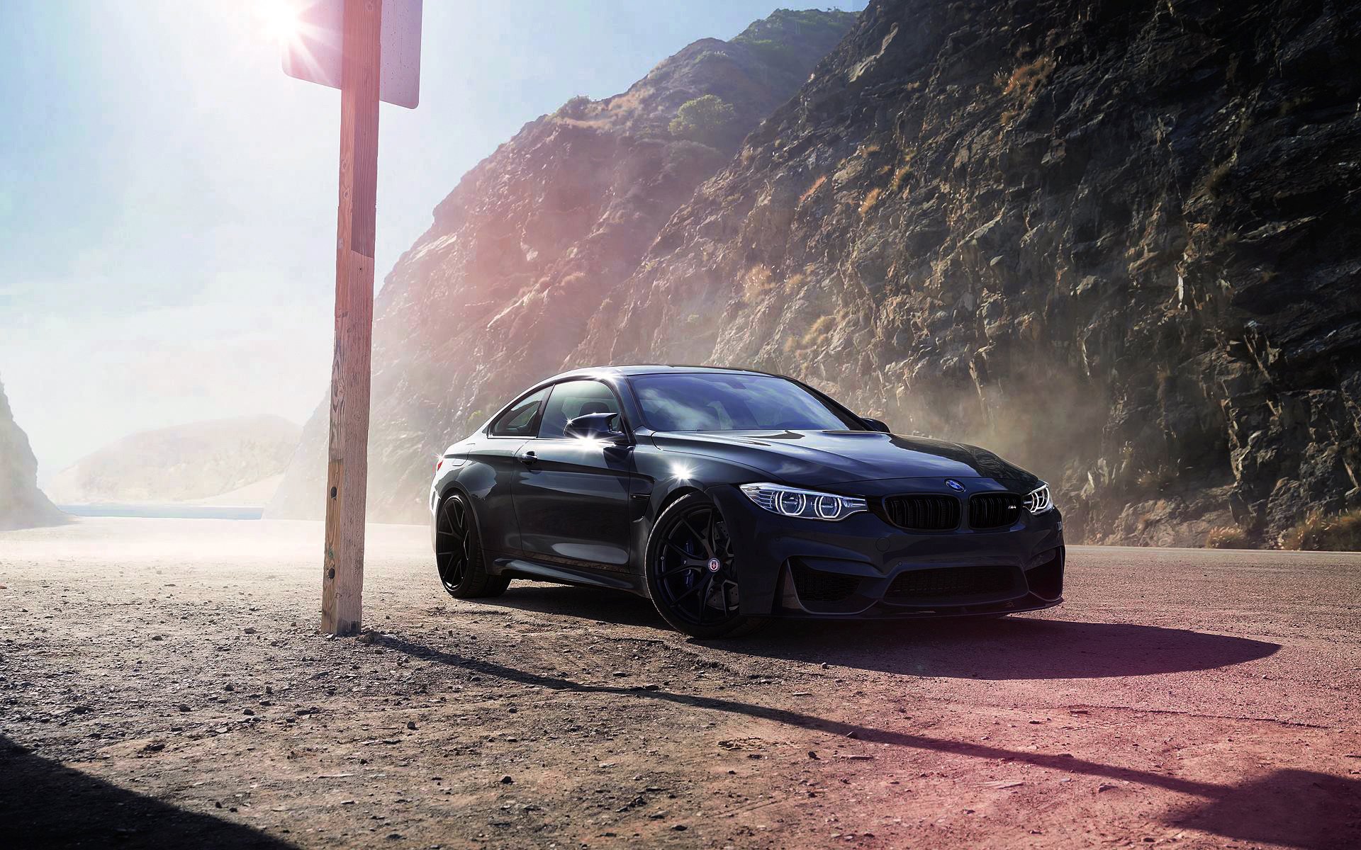 bmw m4 f82 oph ruedas negro grigio medio sol coche frente