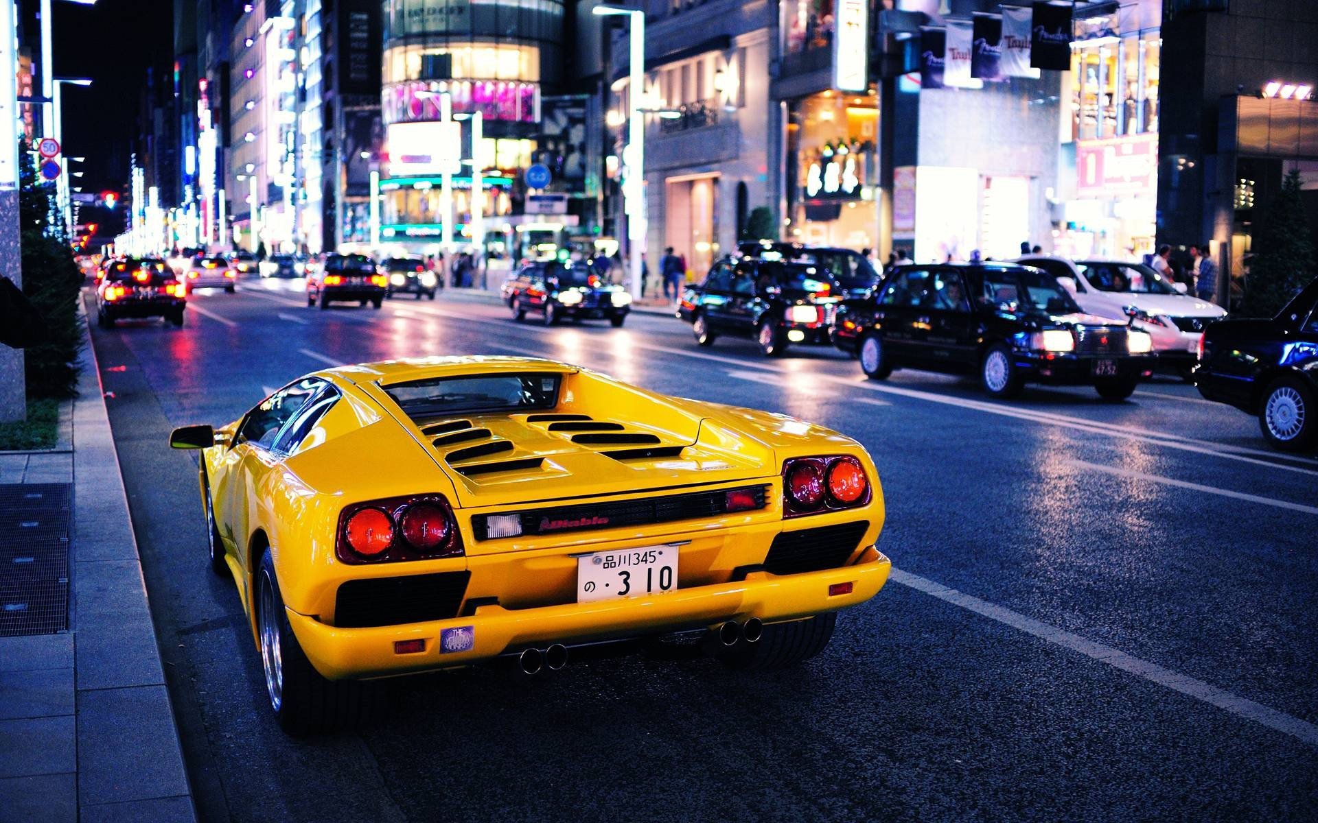 lamborghini diablo żółty miasto samochód lamborghini diablo auto