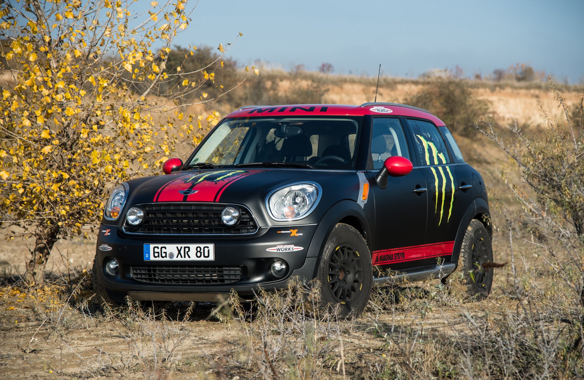 mini cooper mini mini cooper paisano x-raid máquina frente negro mate día