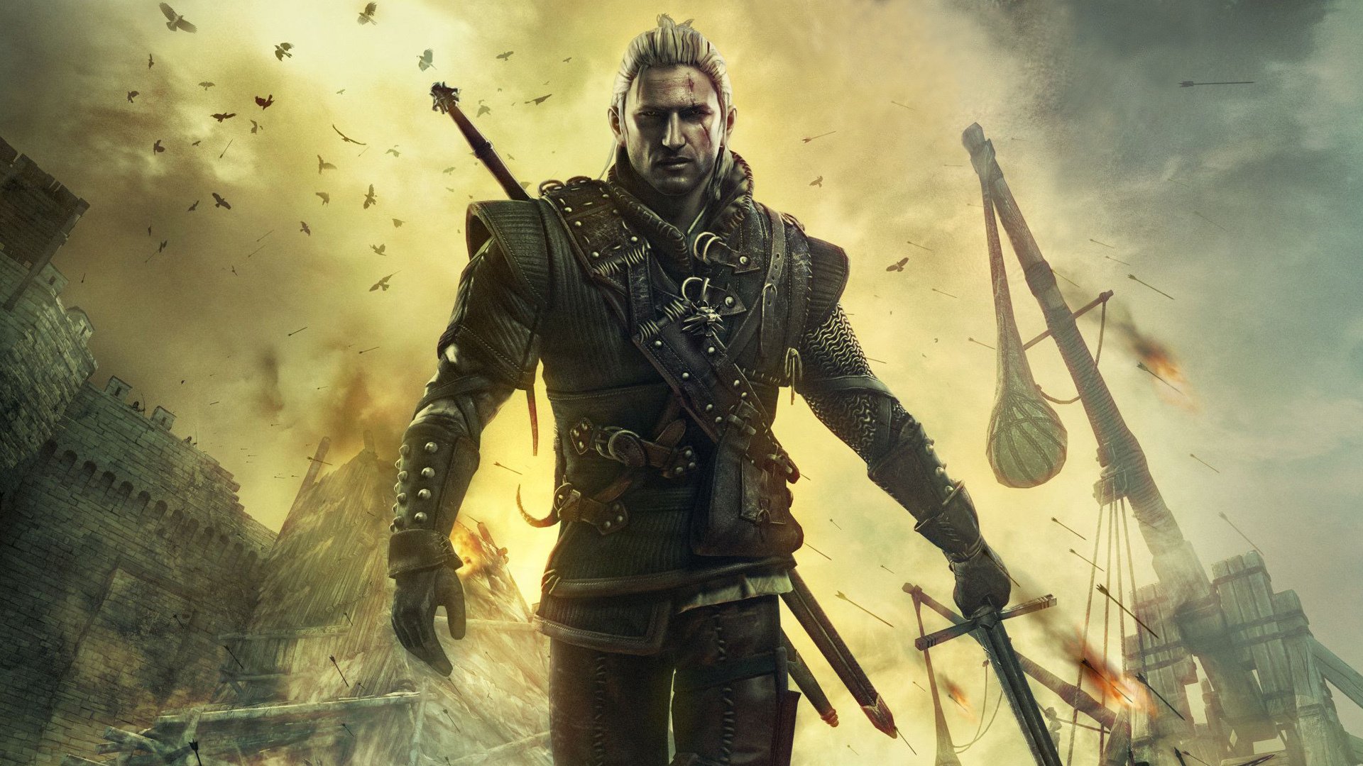 the witcher 2 eroe spada castello frecce esplosione guerrieri gioco disegni anime uomini-a