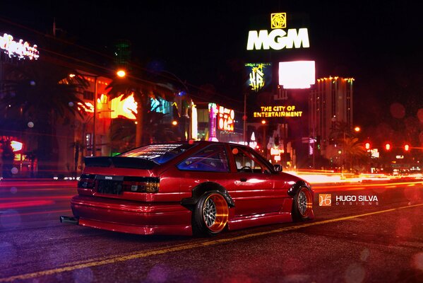 Rosso toyota corolla tuning auto sportiva Coupé