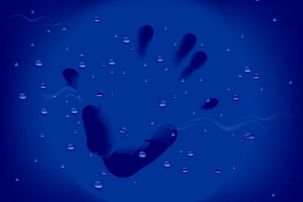 Handprint on a blue-blue background