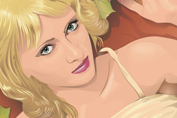 Dessin art blonde regard yeux verts