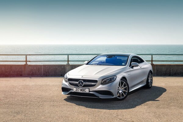 Silver Mercedes-benz 2015 by the pond