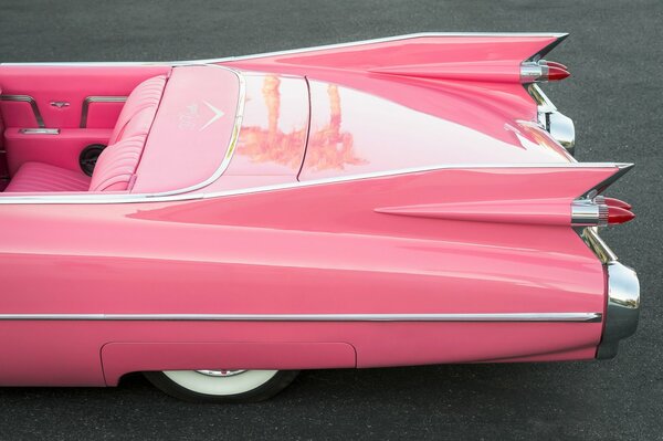 Side view of the pink Cadillac taillights