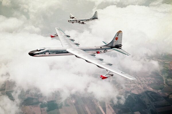 Planes soaring above the clouds, iron birds