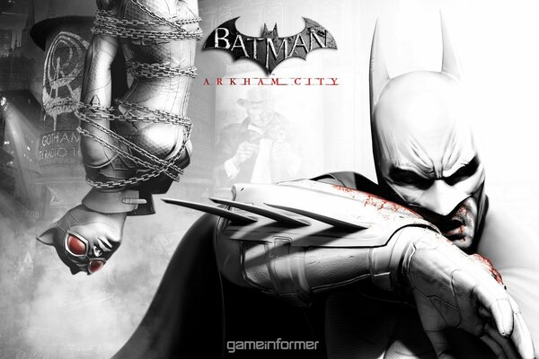 Batman złapał i związał Catwoman z Arkham city
