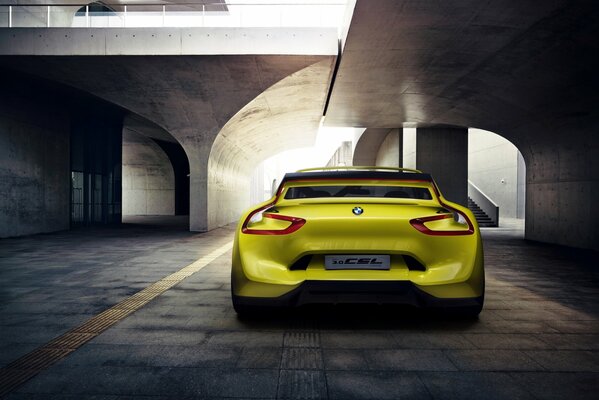 Yellow bmw Racing Car