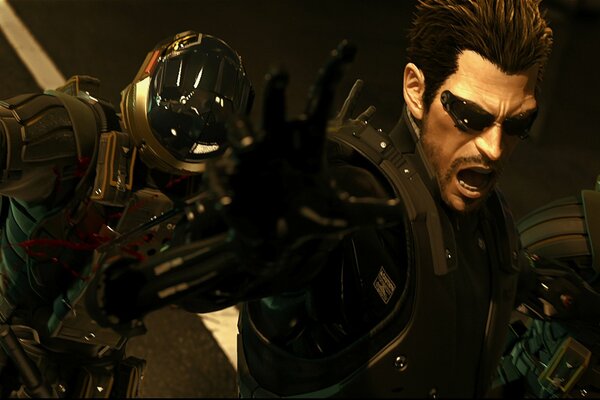 Action frame from the screensaver of the game Deus Ex