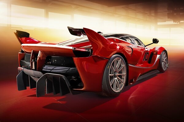 Red Ferrari supercar side view