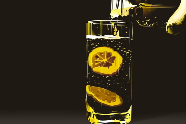 Dibujo de un vaso con rodajas de limón