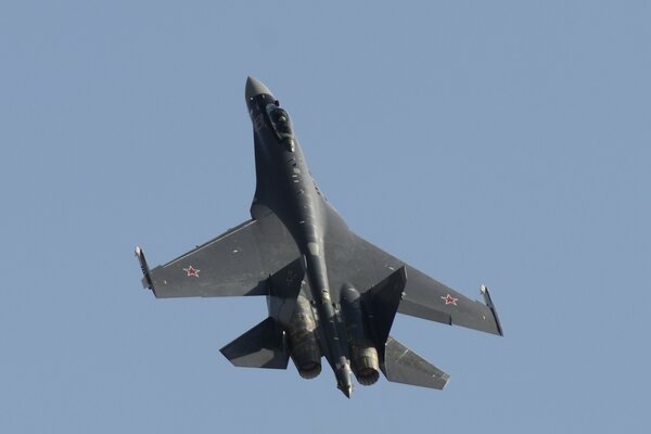 Su-35 jet in the sky