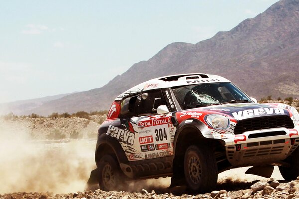 Rally of intruders on a rocky terrain among the mountains