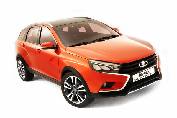 Red Lada Vesta without front background