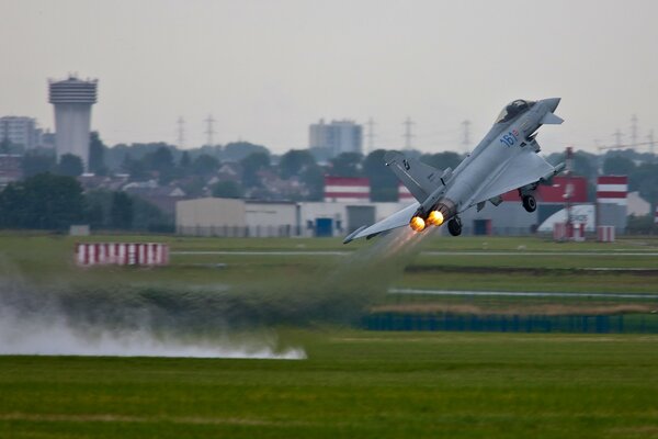 Hot plane takeoff at the airport