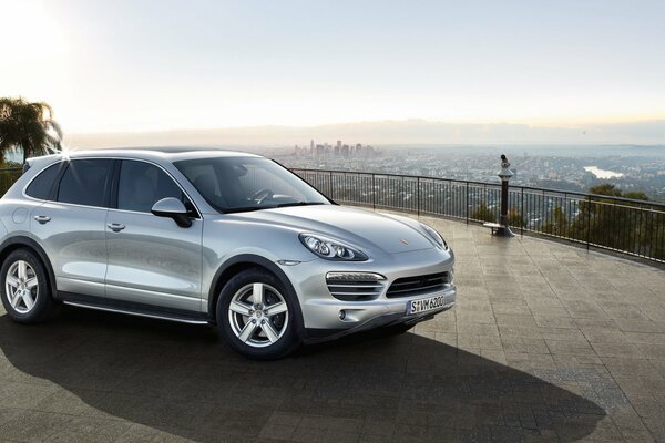 Porsche cayenne on the observation deck