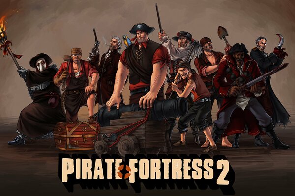 Piratas de dibujos animados listos para la batalla