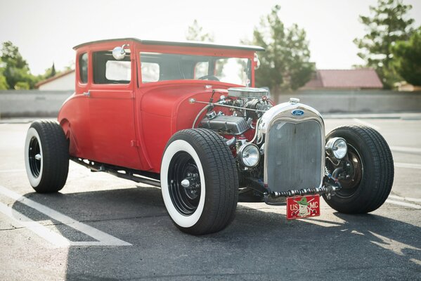 Classic retro red car