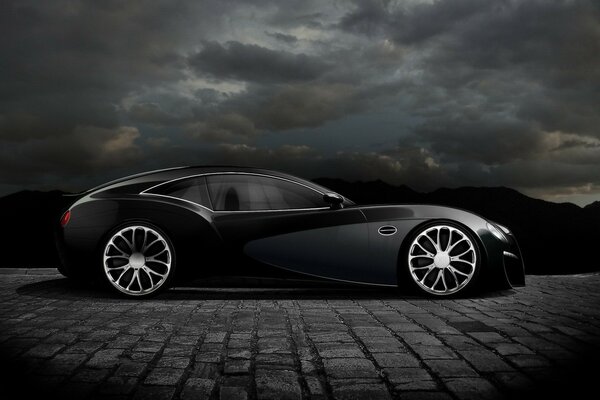 Even the sky, black in anger, does not overshadow this magnificent two-door concept