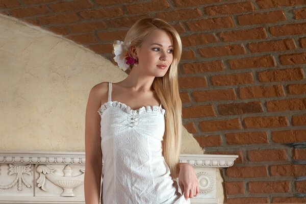 Photo shoot of a girl in a white dress