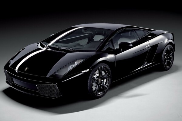 Lamborghini Gallardo Nera чёрного цвета стоит в студии