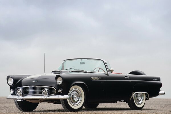 Ford Thunderbird negro y cielo gris