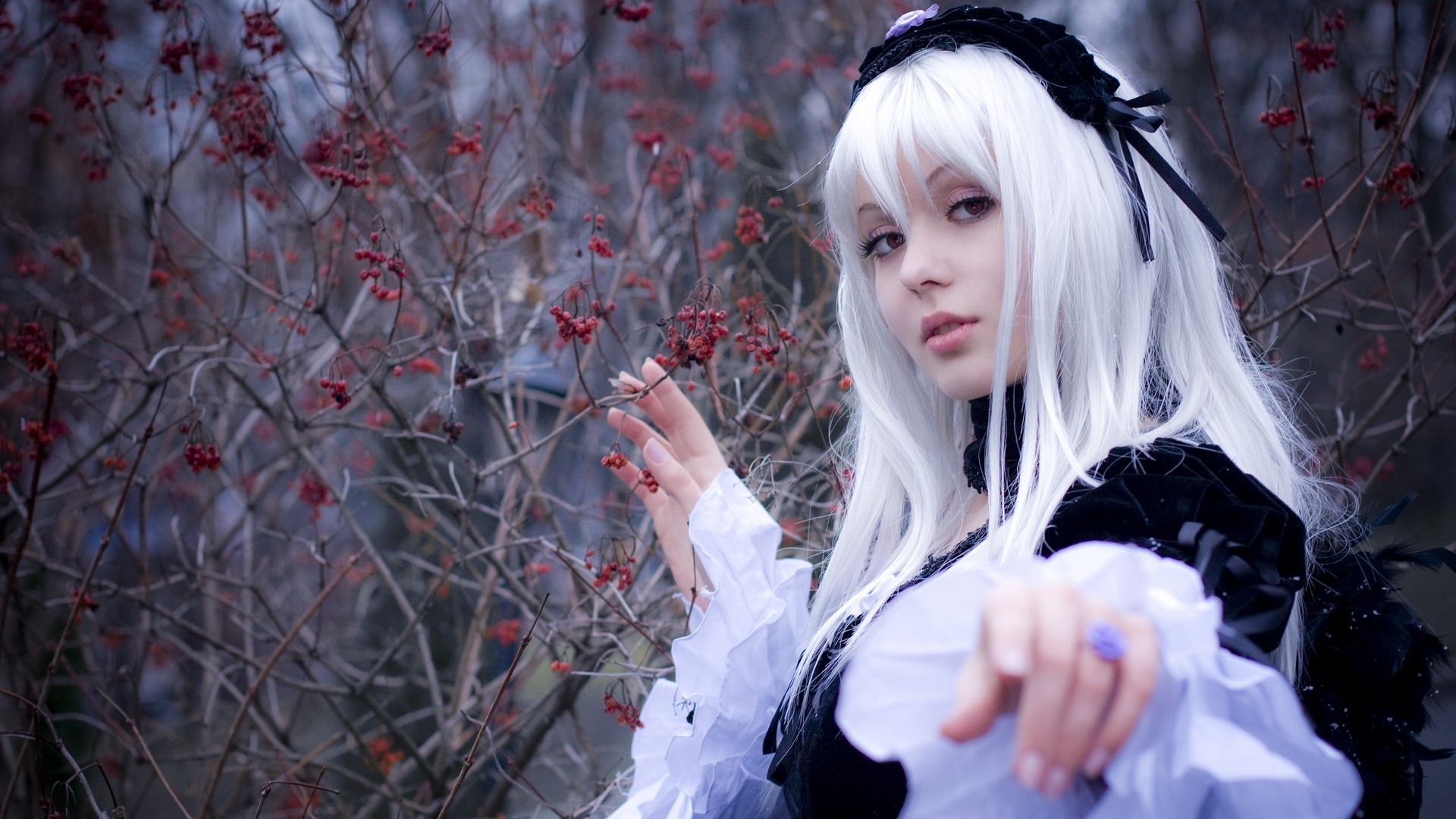 mujer rozen maiden suigintou chica anime cosplay asiático gris rubia