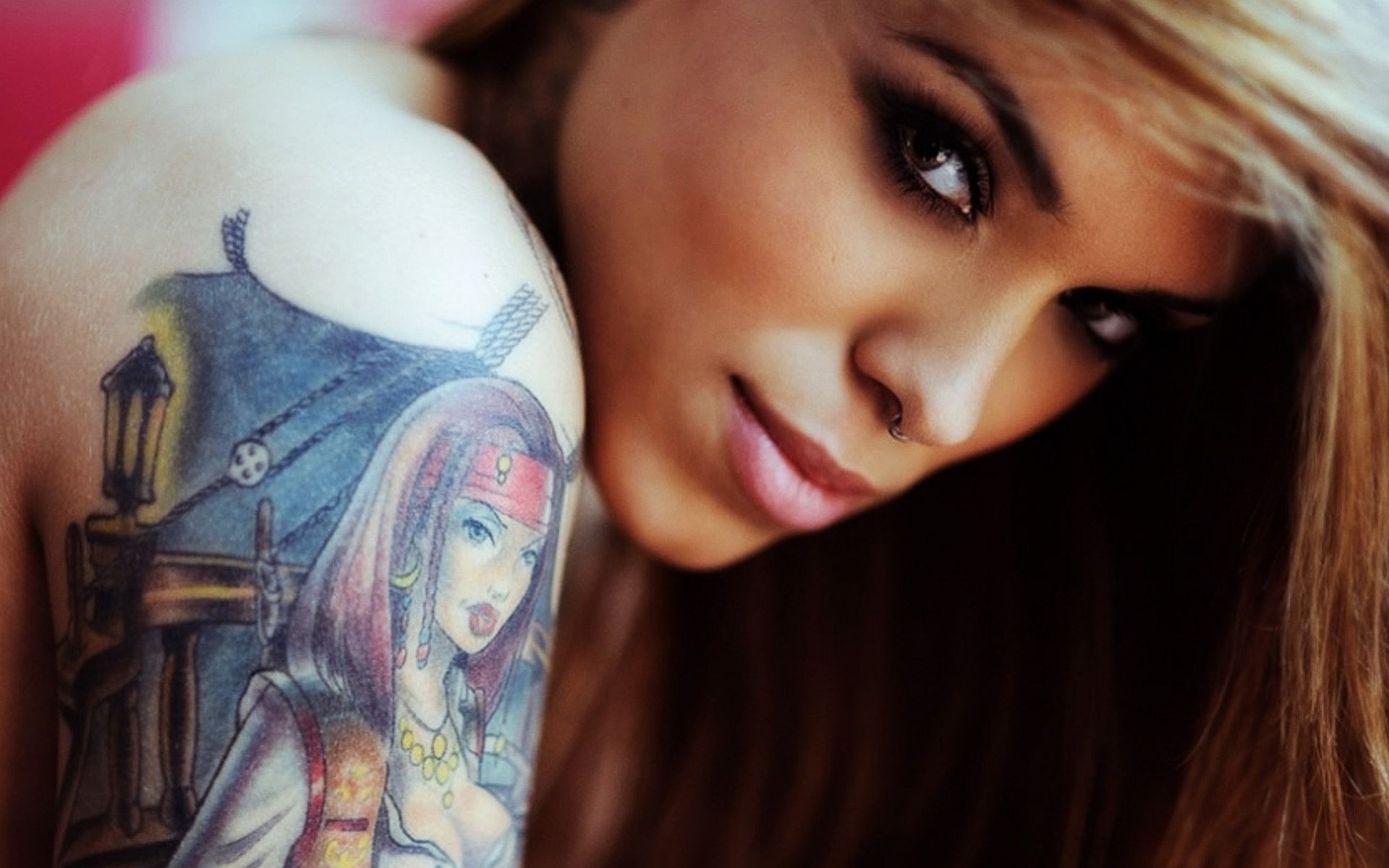 a woman girl brunette close up tattoo