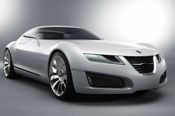 Saab blanc-concept machine lors d expositions