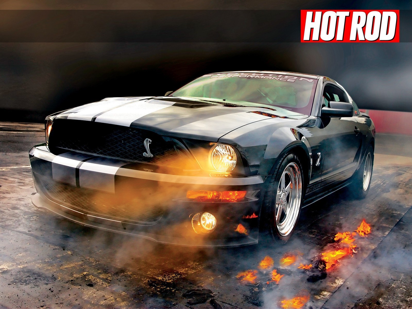 ford mustang shelby gt500 scheinwerfer rauch feuer