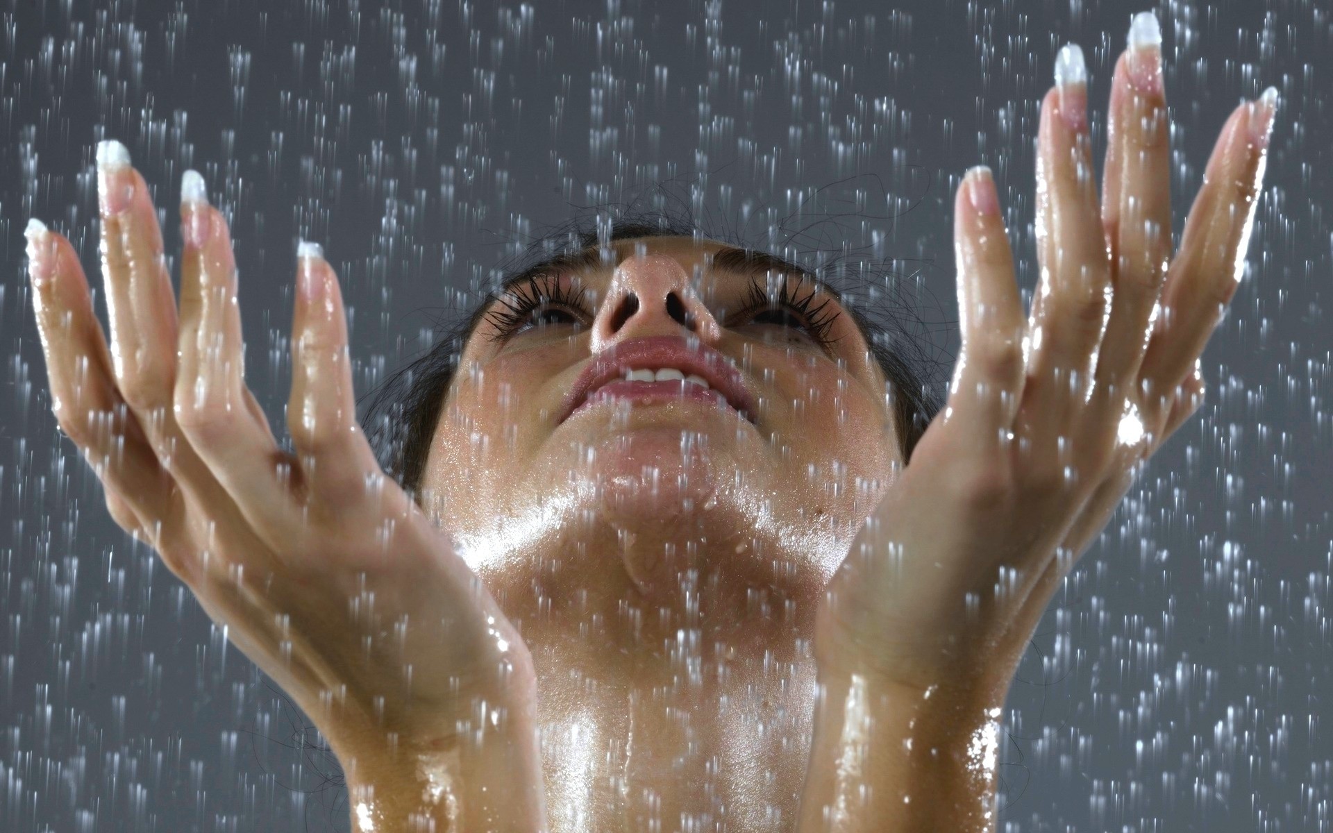 frau mädchen brünette regen makro grau gesicht