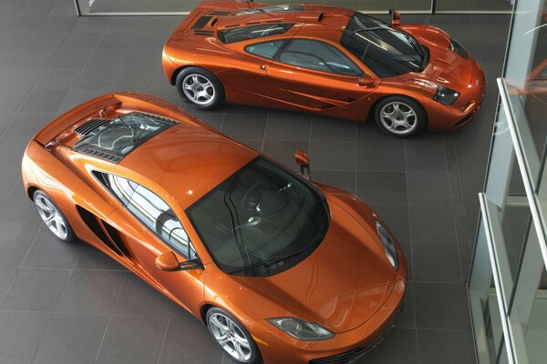 New orange-colored cars directly from the salon