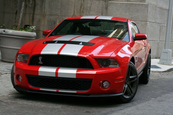 Red sports car on the road