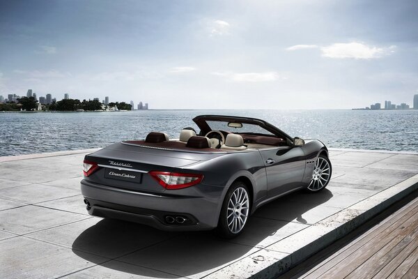 Maserati grandcabrio car on the pier