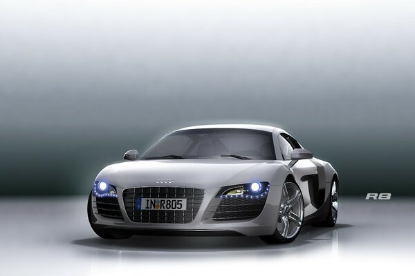 Grey audi r8 on a grey background