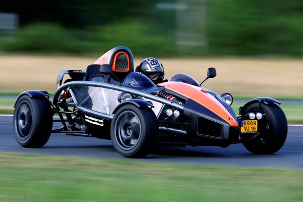 High-speed karting racing on the highway