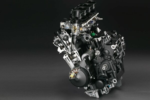 Motorcycle engine on a gray background