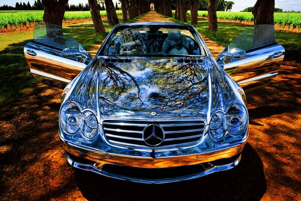 Luxury Mercedes-benz with mirror body