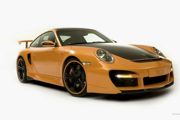 Black and orange porshe_911 on a white background