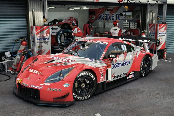 Racing Nissan under repair