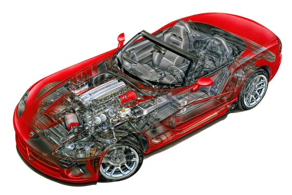 Detailed scheme of the sports car