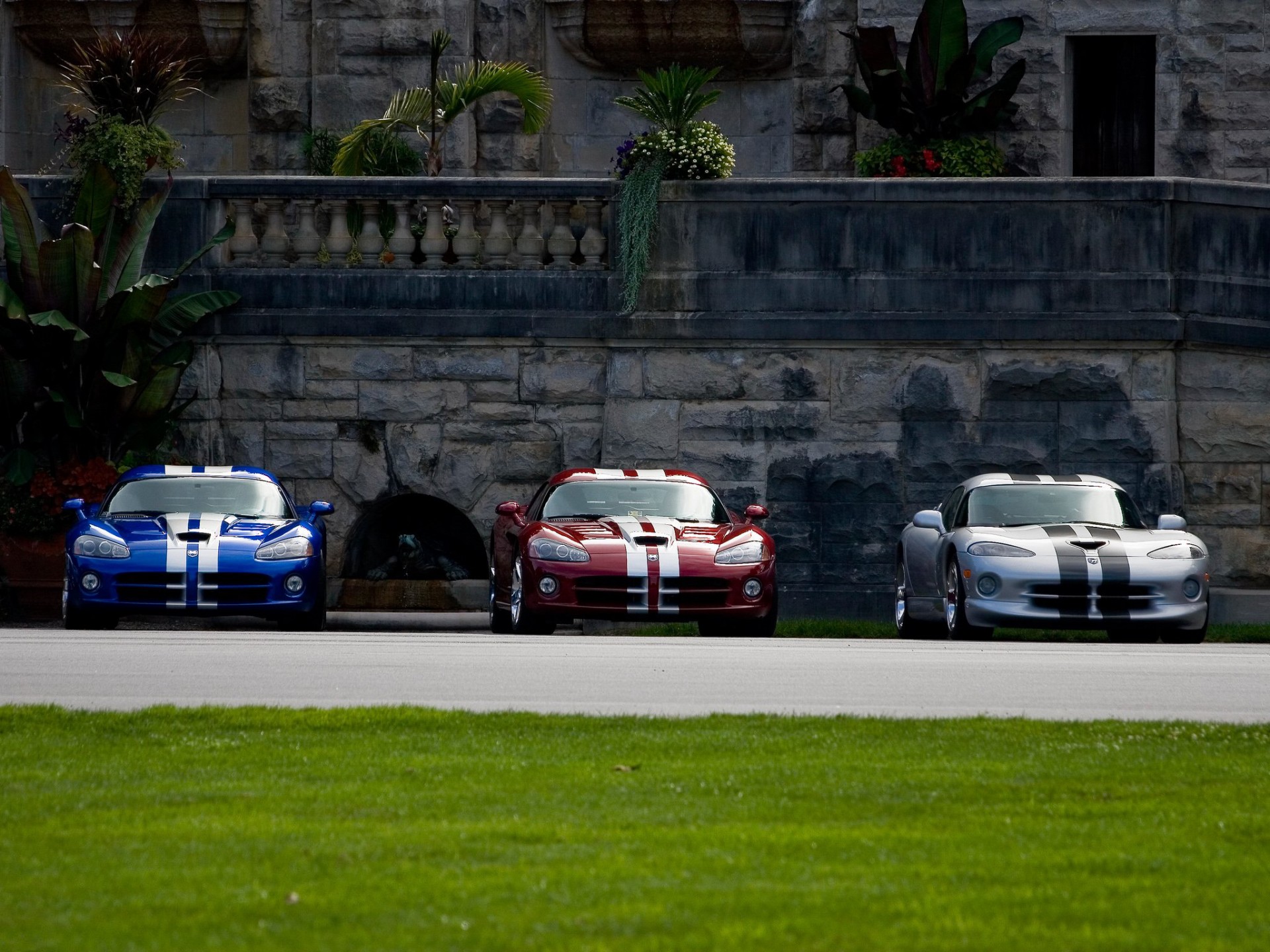 dodge viper трава стена перила