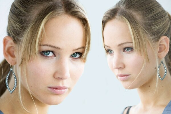 Jennifer Lawrence in oval earrings